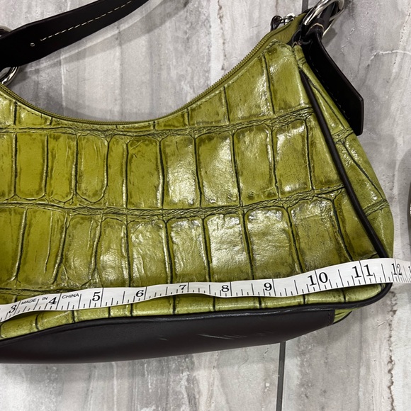 Coldwater Creek 90’s Vintage Faux Crocodile Lime Green Purse - Picture 11 of 12